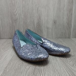 Seychelles Glitter Slip-On Classic Loafer Blue Silver‎ Pewter Size 7.5